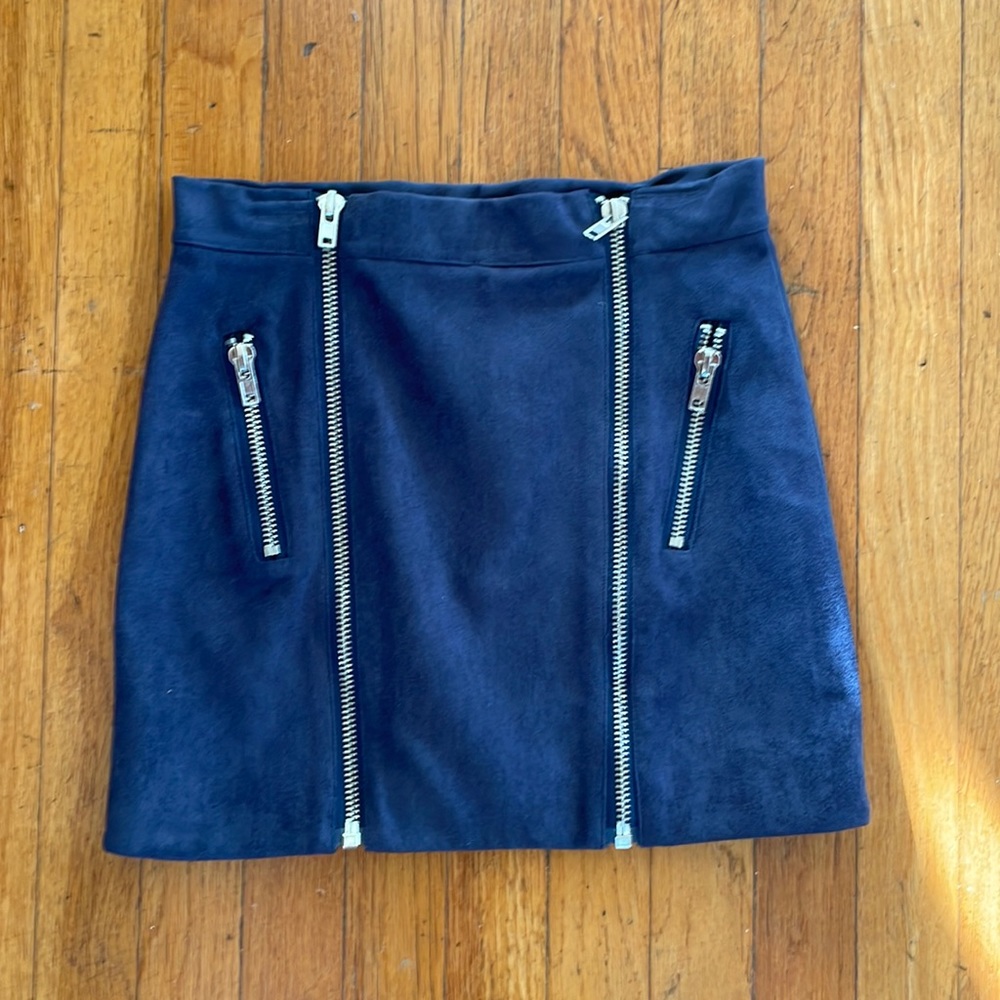 Navy suede mini skirt